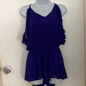 Haute Monde Purple Ruffle Jumpsuit
